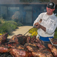 A chef cooks tri-tip beef in Santa Ynez, California